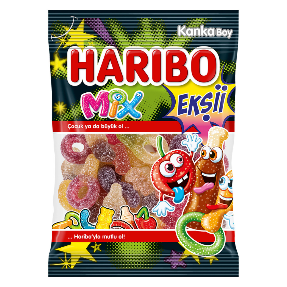Adsız tasarım (10) Haribo Fizz Mix Karışık Yumuşak Şekerleme 70 G 24'lü Kutu - Görsel 1