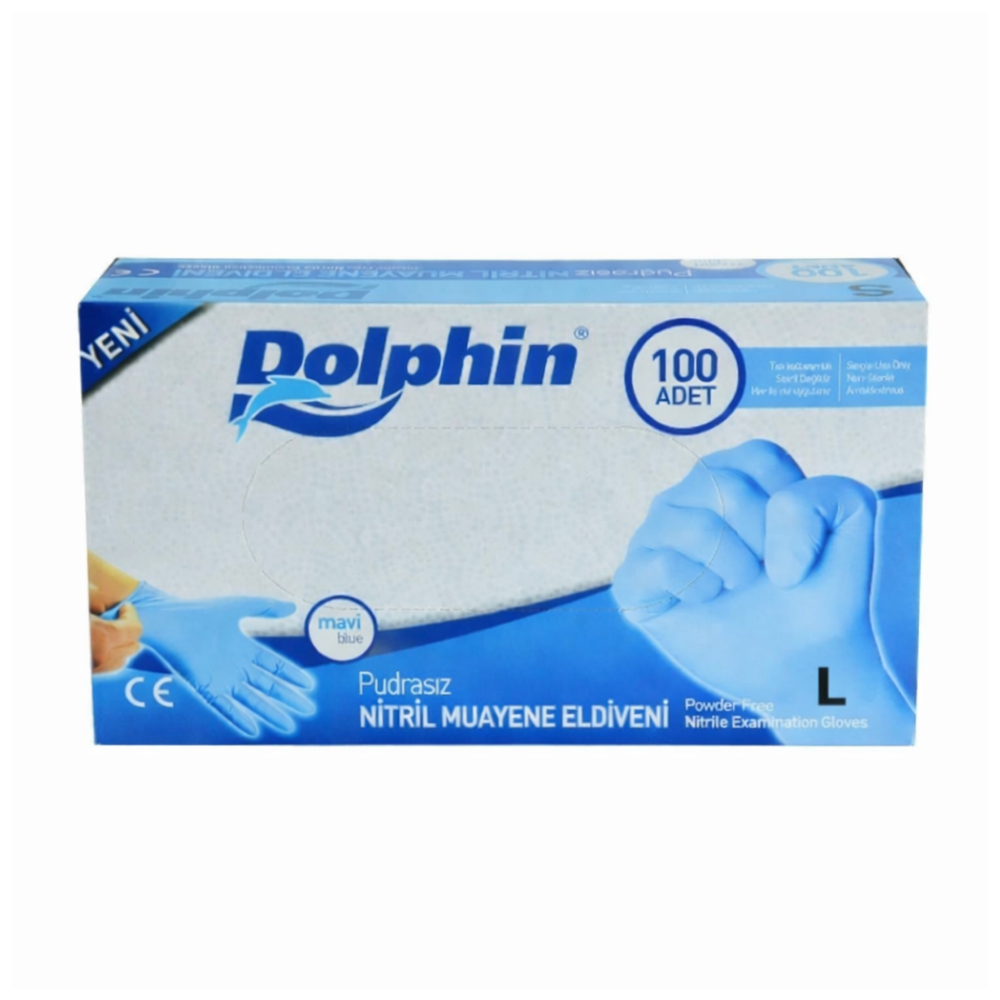 Adsız tasarım (35) Dolphin Mavi Nitril Eldiven 100'lü Paket Large Mavi - Görsel 1